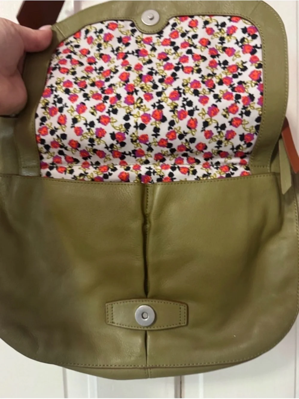 Vera Bradley Olive Green Leather Shoulder Bag with Matching Wallet